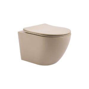 Hangtoilet mat kaki rond | Softclose | Quickrelease | Randloos incl. zitting | Kayvit