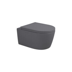 Hangtoilet mat grijs rond | Softclose | Quickrelease | Randloos incl. zitting | Kayvit
