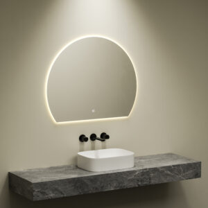 Luna | Badkamer Spiegel Half Rond 80 Cm Met LED Verlichting – 3 Kleuren | Kayvit