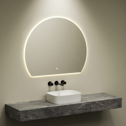 Luna | Badkamer Spiegel Half Rond 100 Cm Met LED Verlichting – 3 Kleuren | Kayvit