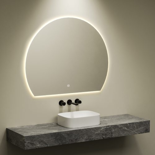 Luna | Badkamer Spiegel Half Rond 140 Cm Met LED Verlichting – 3 Kleuren | Kayvit