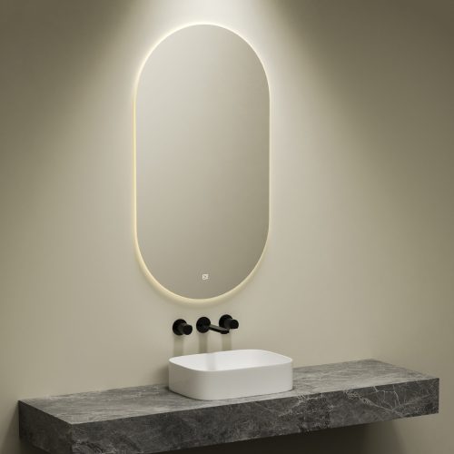 Velora | Badkamer Spiegel lang ovaal 60x120 Cm Met LED Verlichting – 3 Kleuren | Kayvit