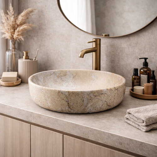 Calma Beige opbouw waskom | Taupe 415X415X150 KAYVIT