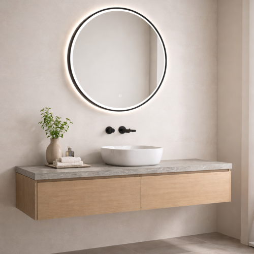 Lumi | Badkamer Spiegel Rond 60 Cm Met LED aan de voorkant – 3 Kleuren | Kayvit