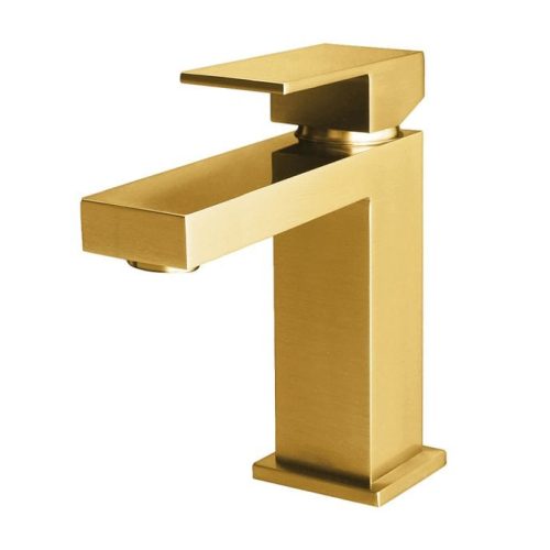 Wastafelkraan SQUARE | GEBORSTELD GOUD | inclusief aansluitslangen