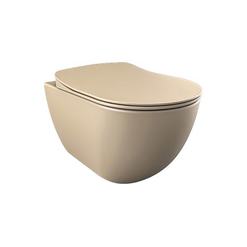 Wc randloos met bidet | Mat cappucino
